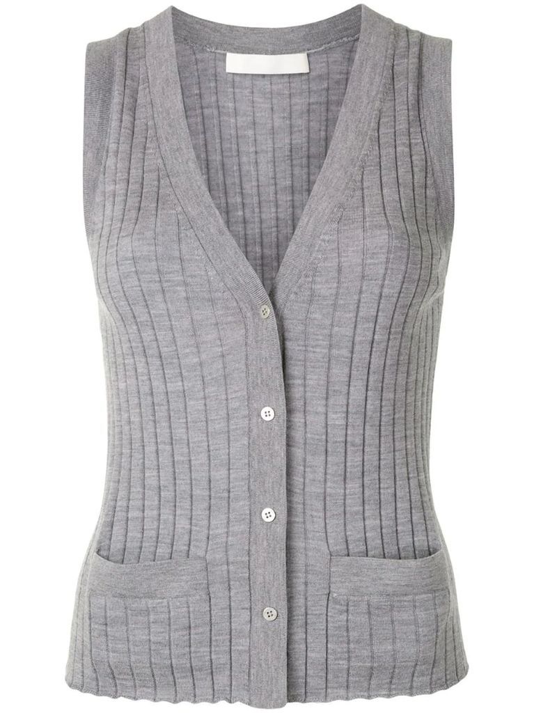 button-down knitted vest