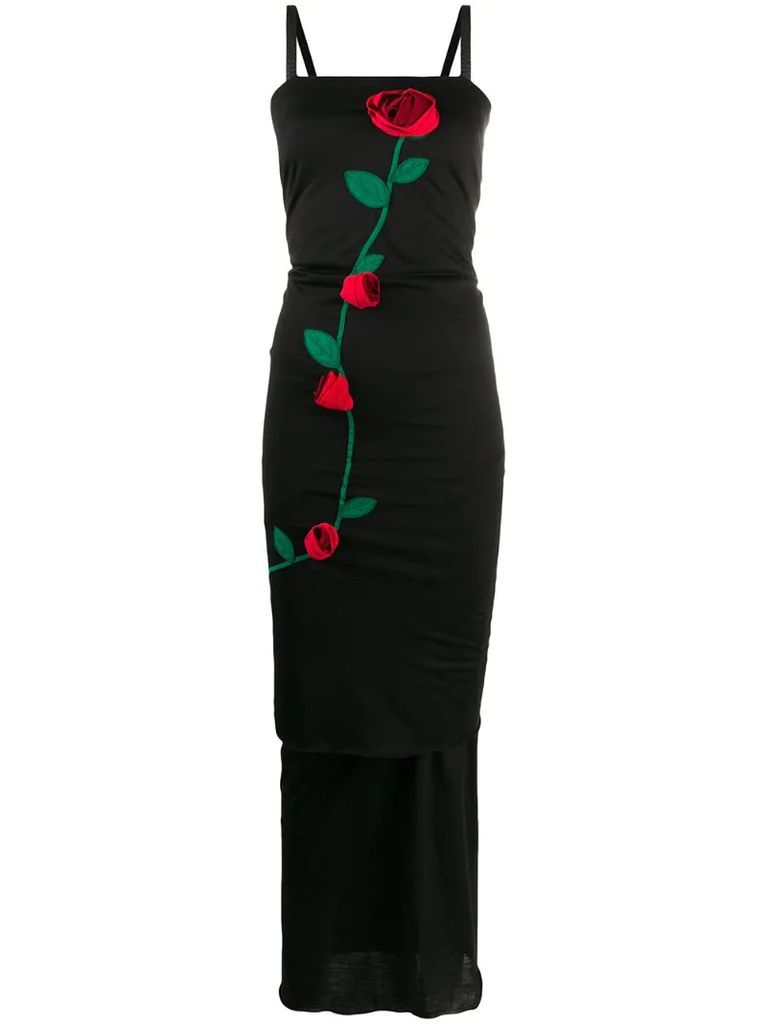 rose applique fitted dress