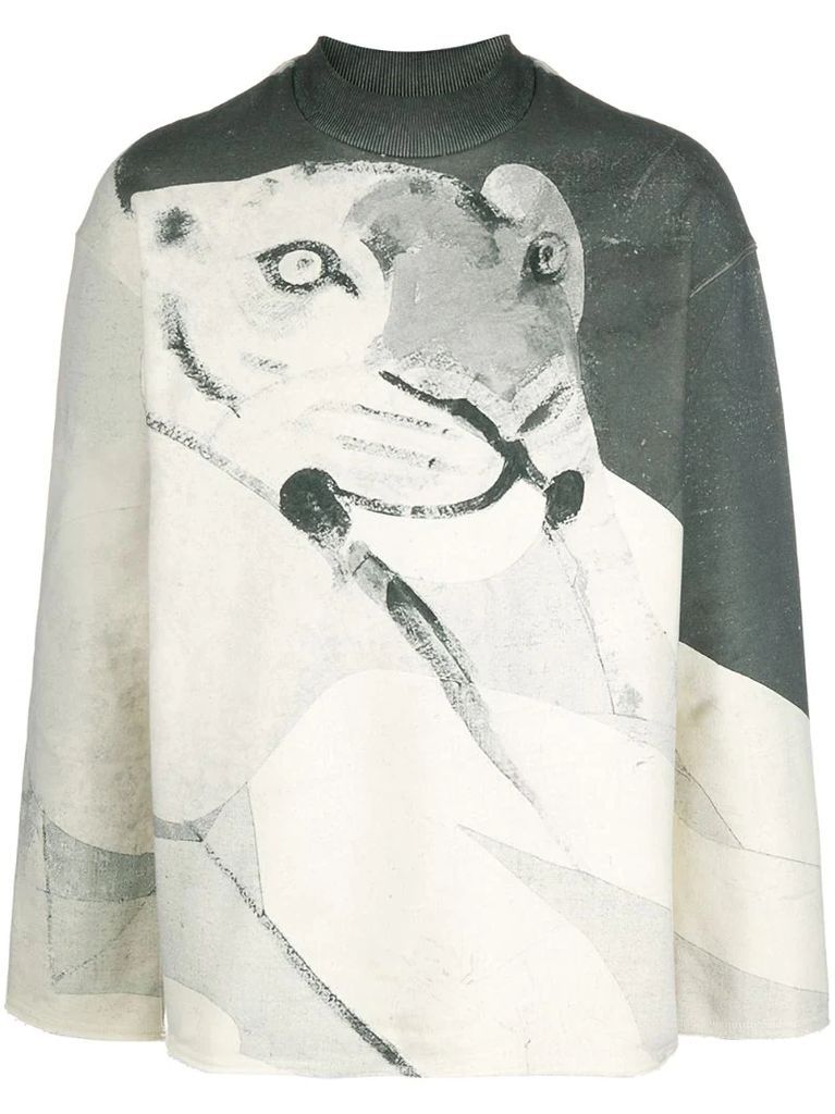 artistic tiger print sweatshirt