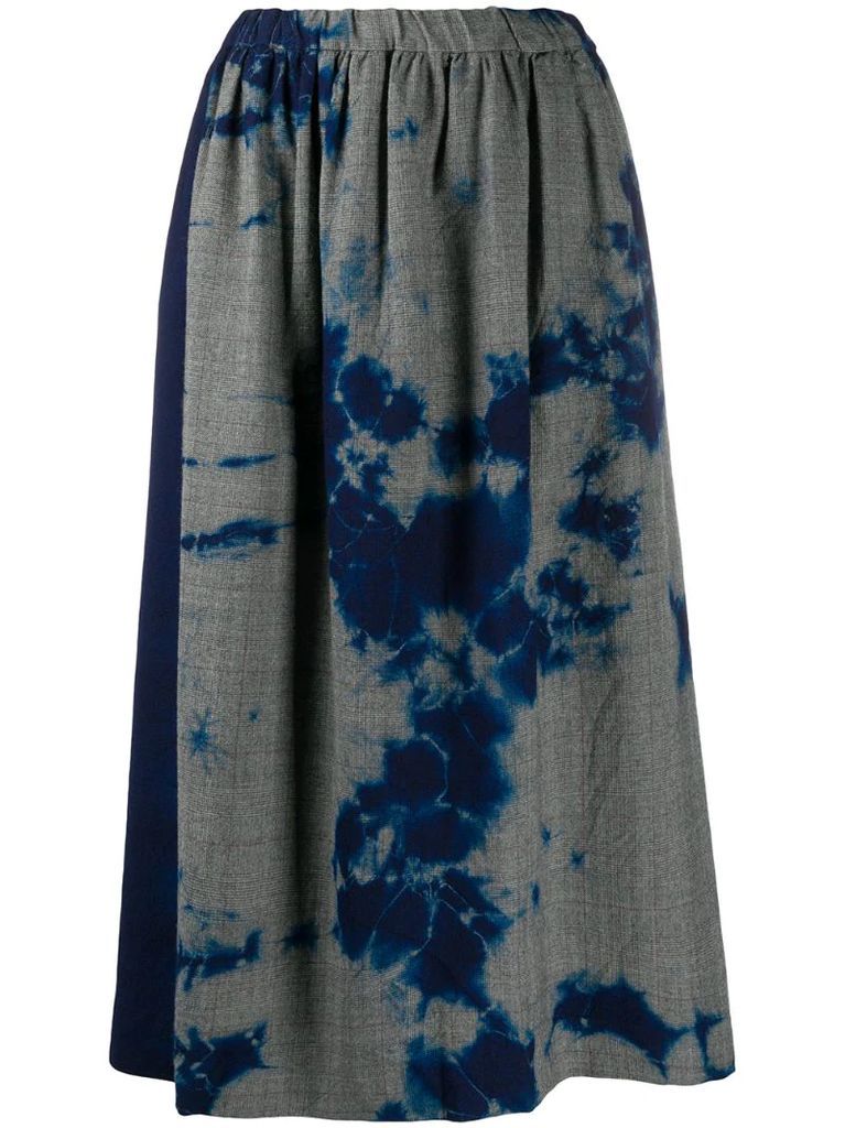 tie-dye midi print skirt