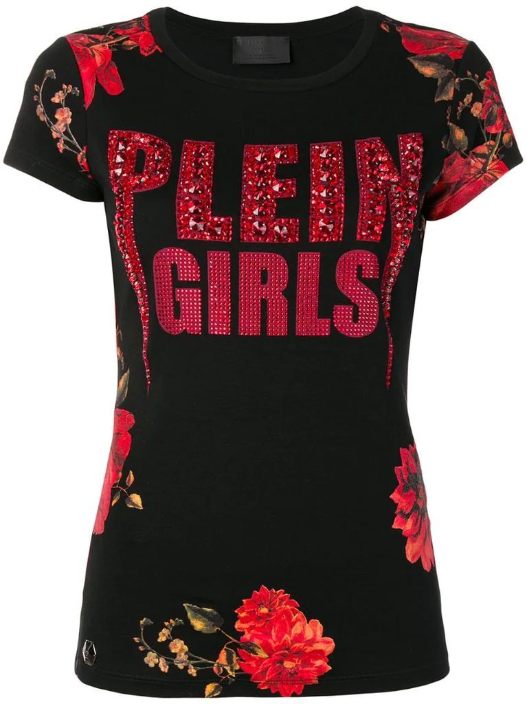 floral print logo T-shirt