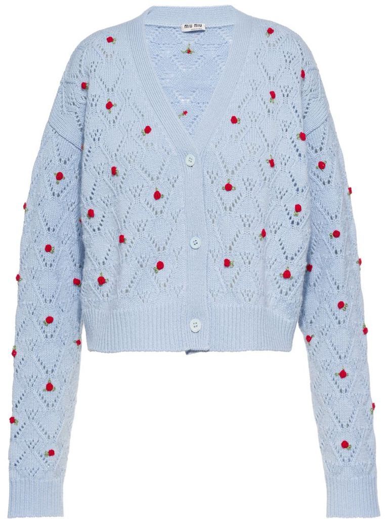 rose-embroidered cardigan