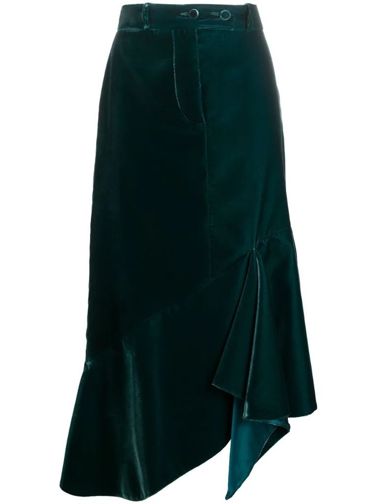 asymmetric mid-length skirt