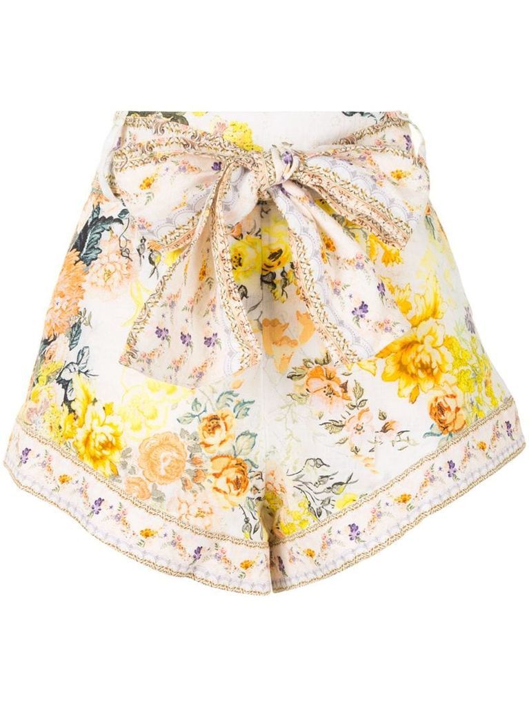 tie-waist high cut shorts