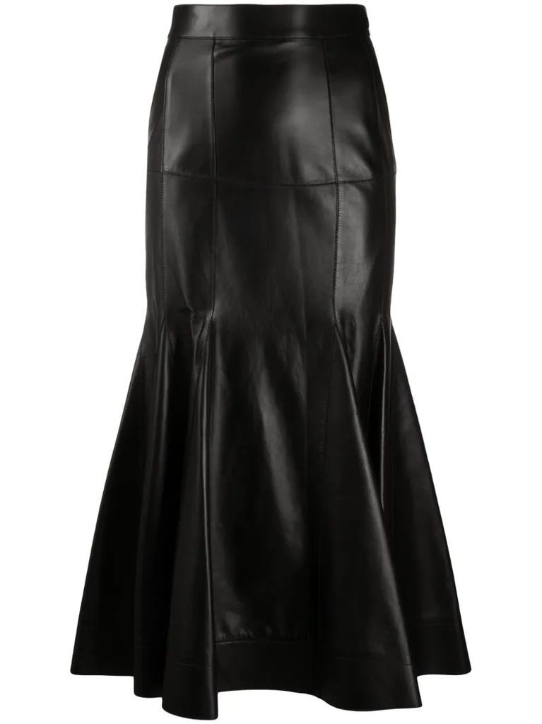 high-waisted leather skirt