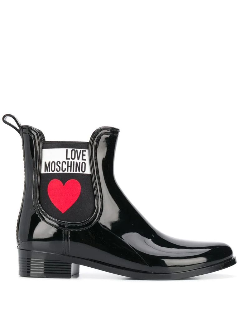 heart print rain boots