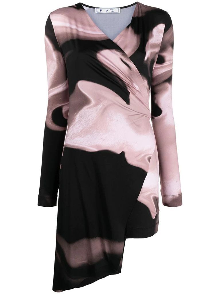 abstract-print wrap-style dress