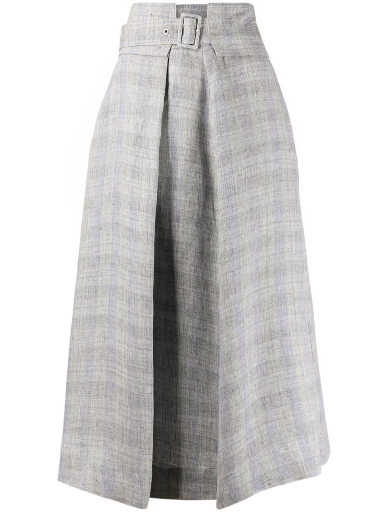 high-waisted linen skirt