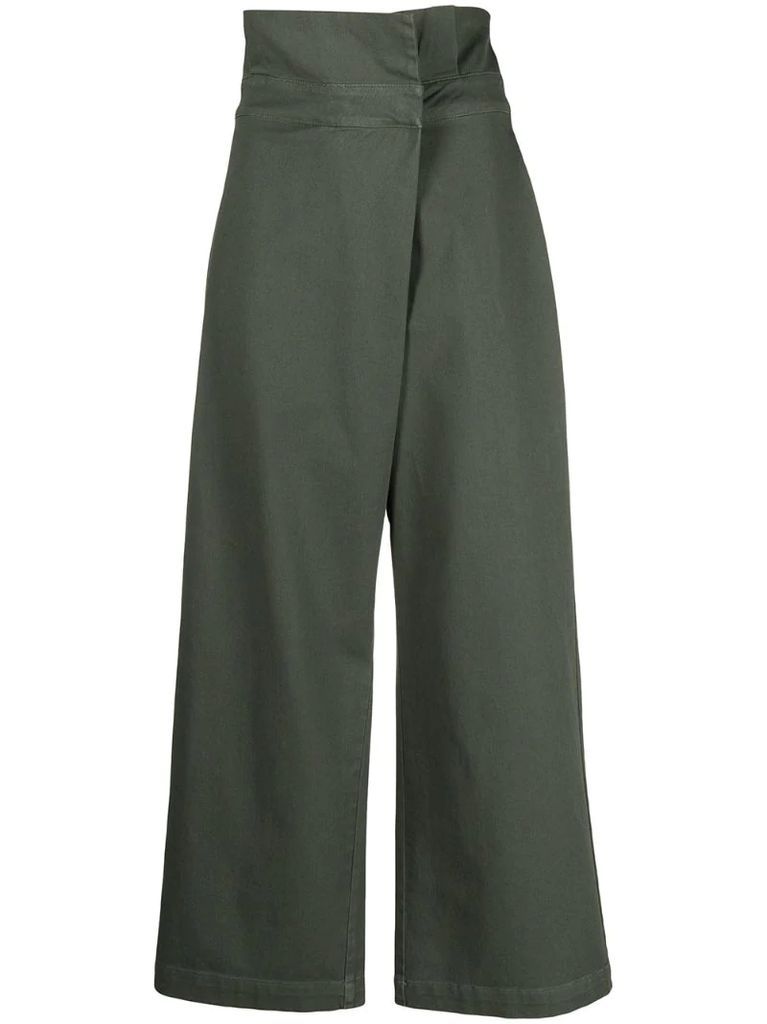 high-rise concealed flared trousers
