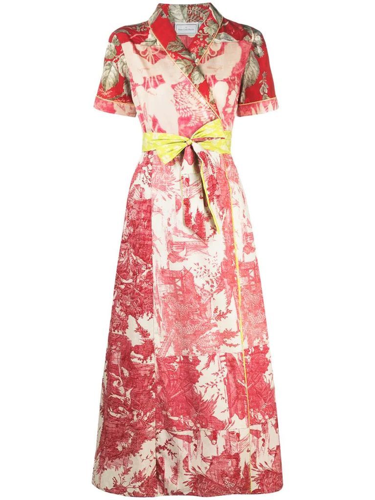 waist-tie floral-print maxi dress