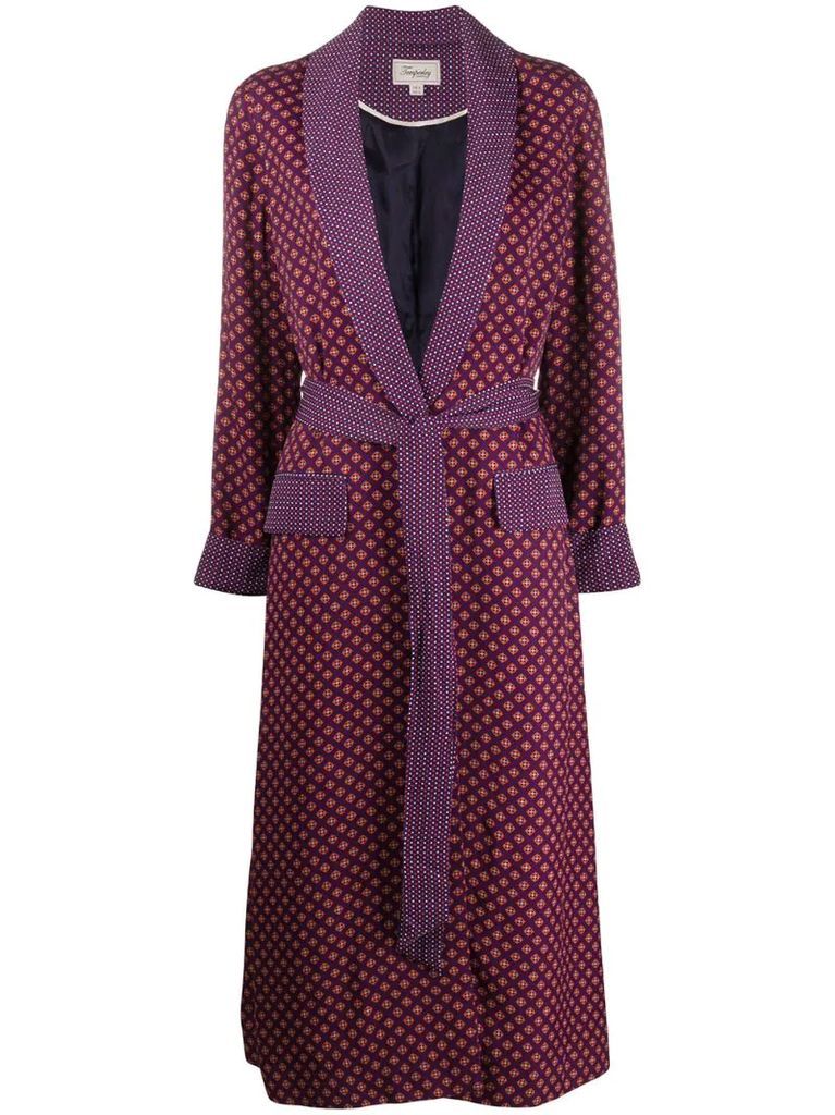 geometric print midi coat