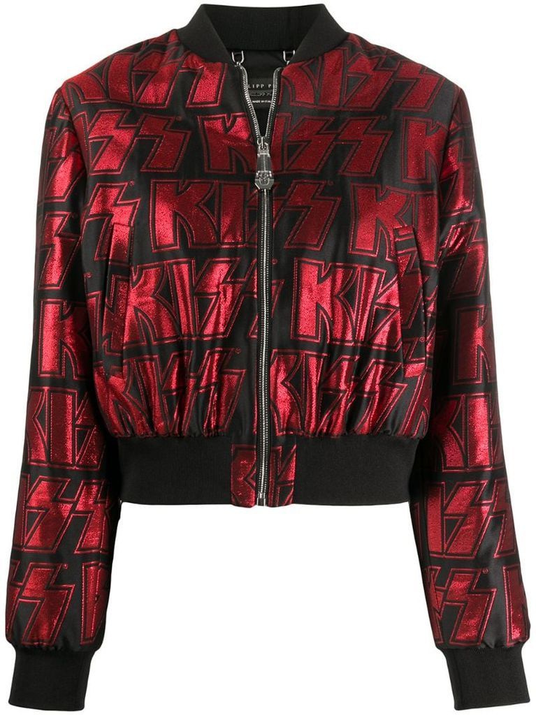 Kiss embroidered bomber jacket