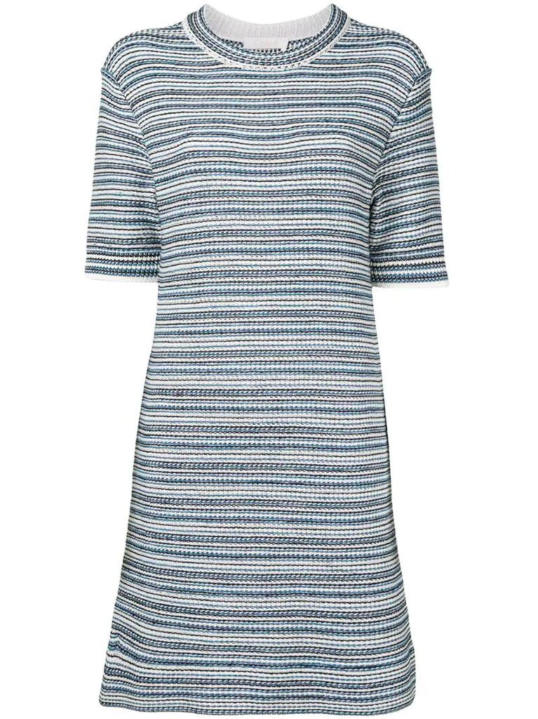striped woven short-sleeve dress