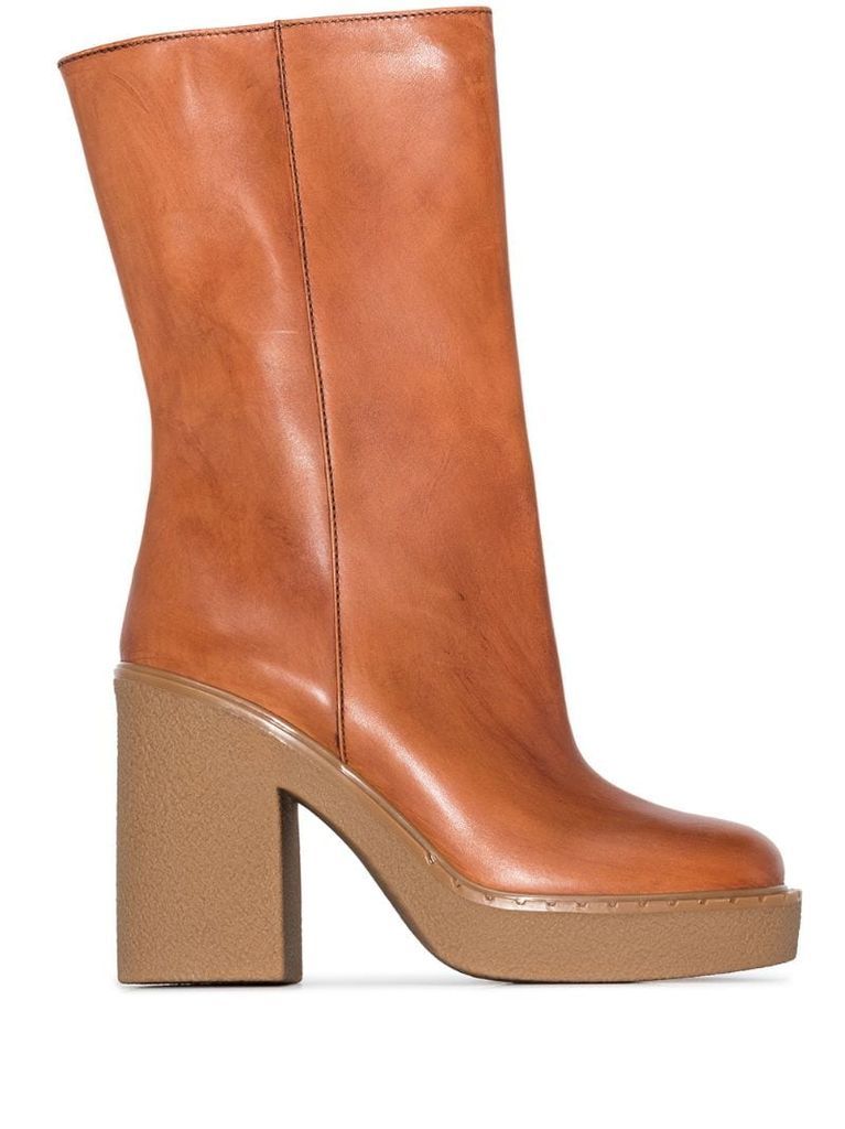 brown 110 platform leather boots