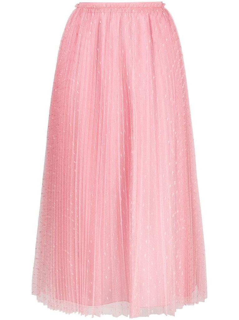 point d'esprit pleated midi-skirt