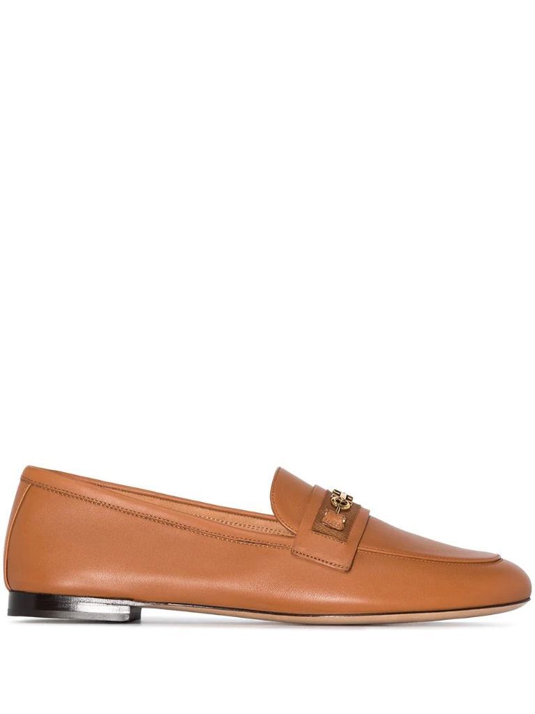 leather Gancini detail loafers