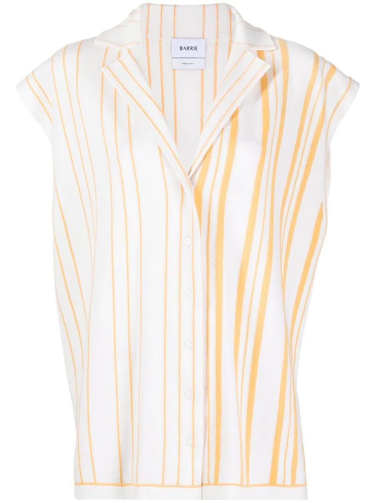 striped cashmere-blend sleeveless shirt