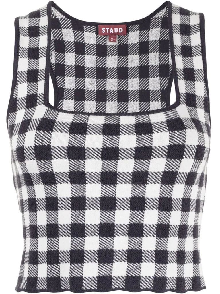 gingham knit cropped top