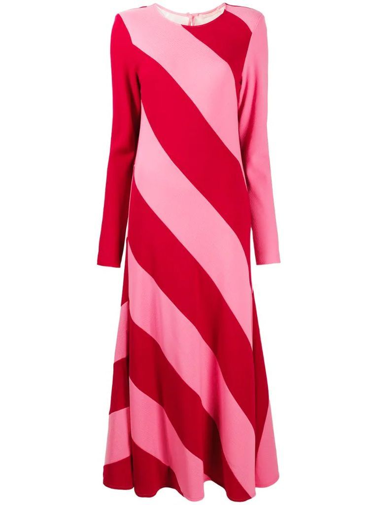 two-tone stripe-print maxi dress