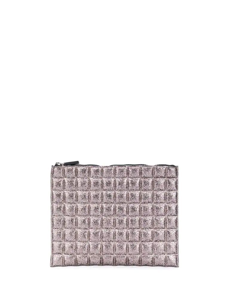 quilted metallic pouch
