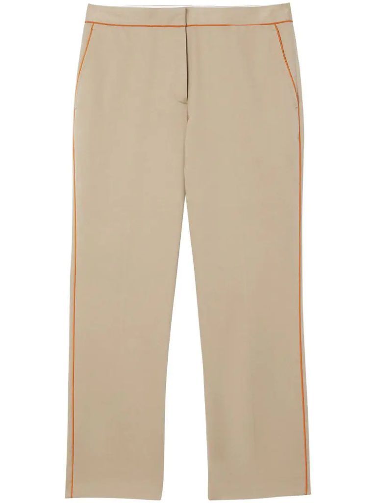 contrasting trim cropped trousers