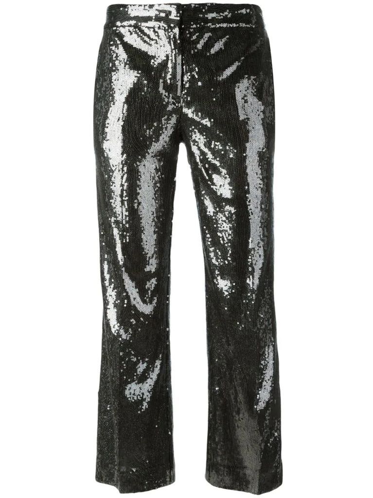 sequinned cropped trousers