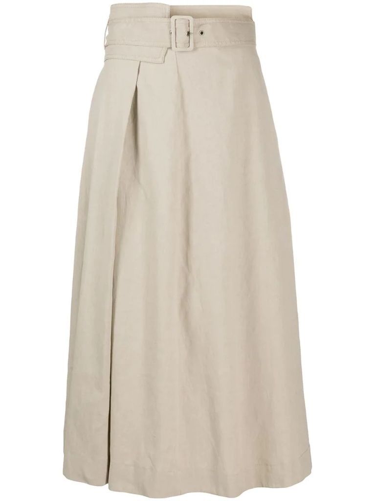 belted waist flared style skirt