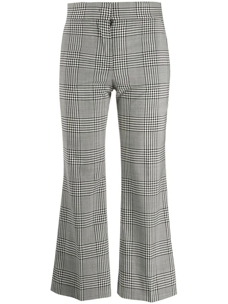cropped check print trousers