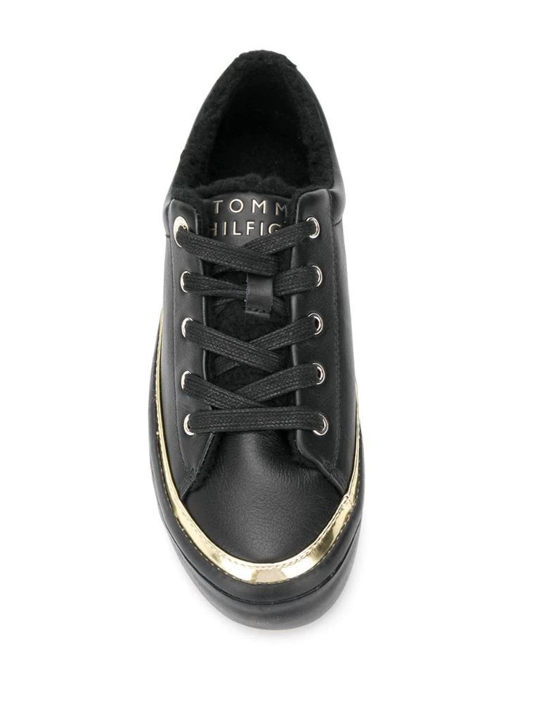 metallic detail lace-up sneakers