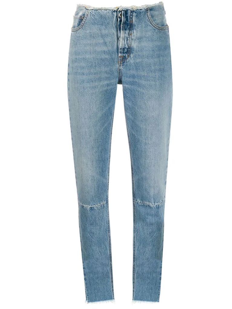 frayed detail slim jeans