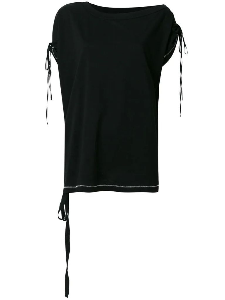 tie-detailed oversized T-shirt