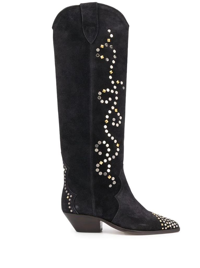 studded knee-high boots