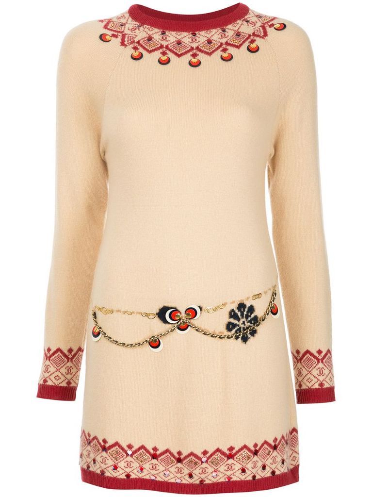 Scandinavian pattern short dress