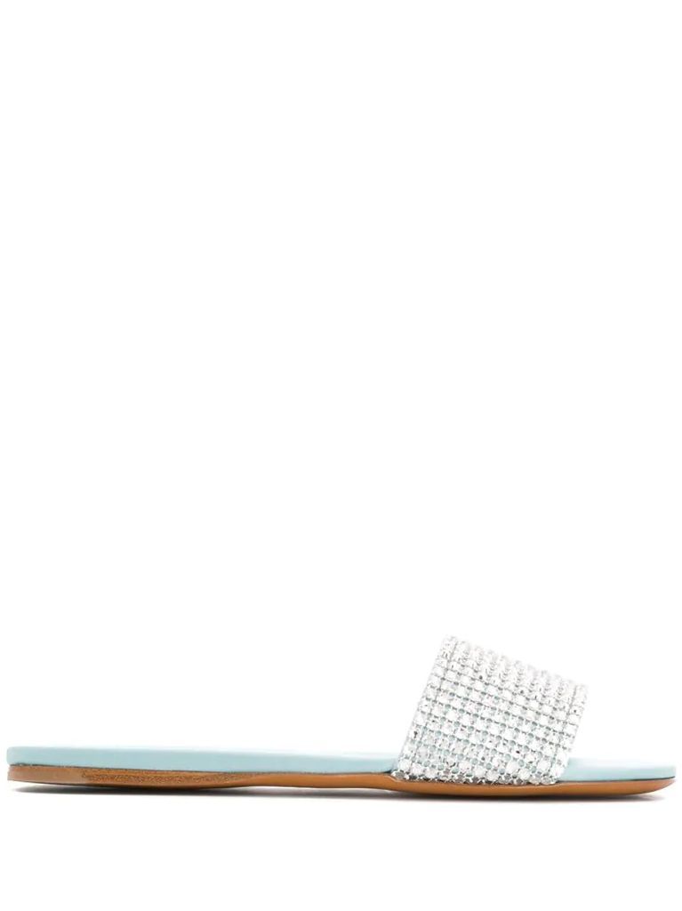 crystal-embellished slide sandals