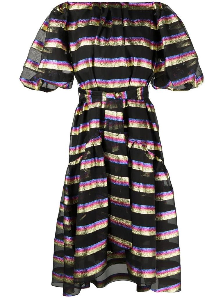 sheer-panel horizontal-stripe dress
