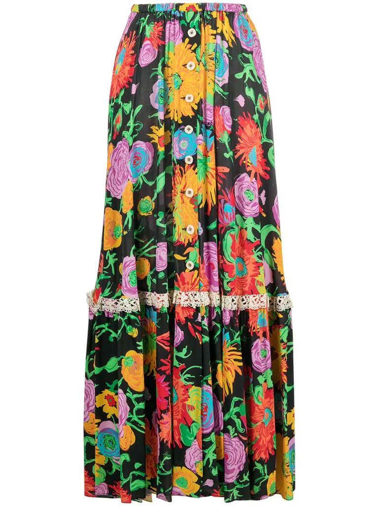 x Ken Scott floral-print maxi skirt