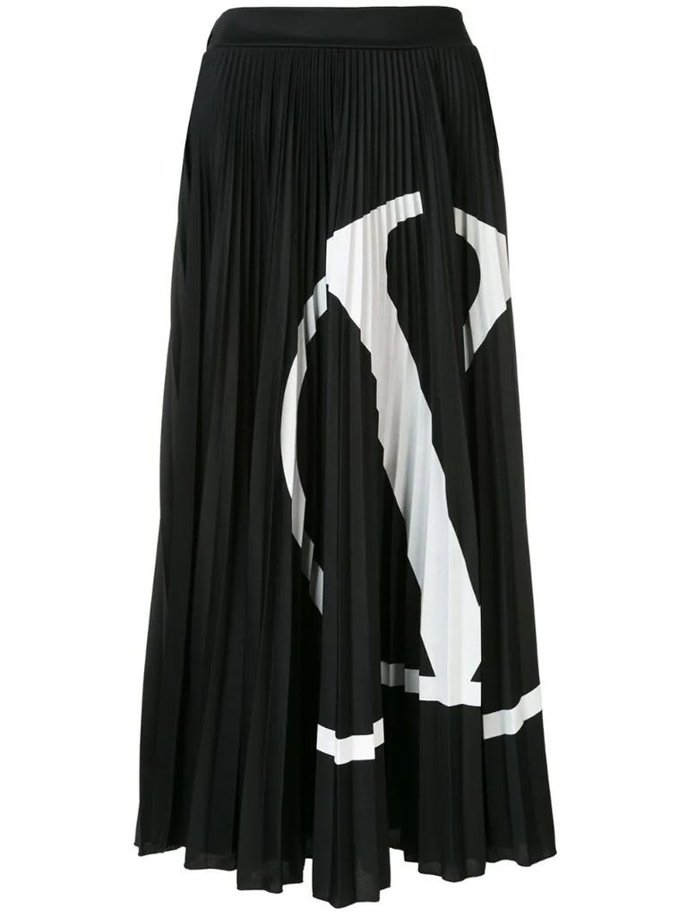 VLOGO-print pleated skirt