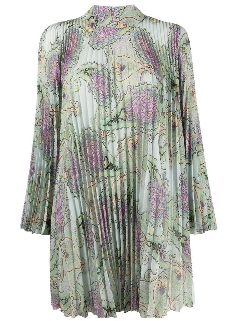 paisley print pleated dress