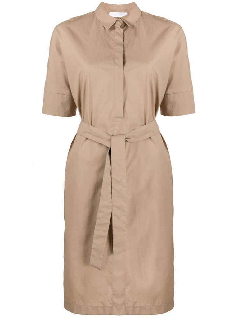 belted shirt midi dress