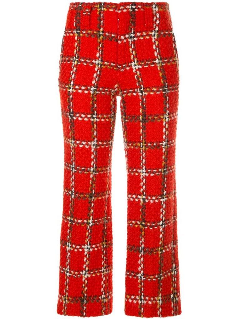 plaid cropped knitted trousers