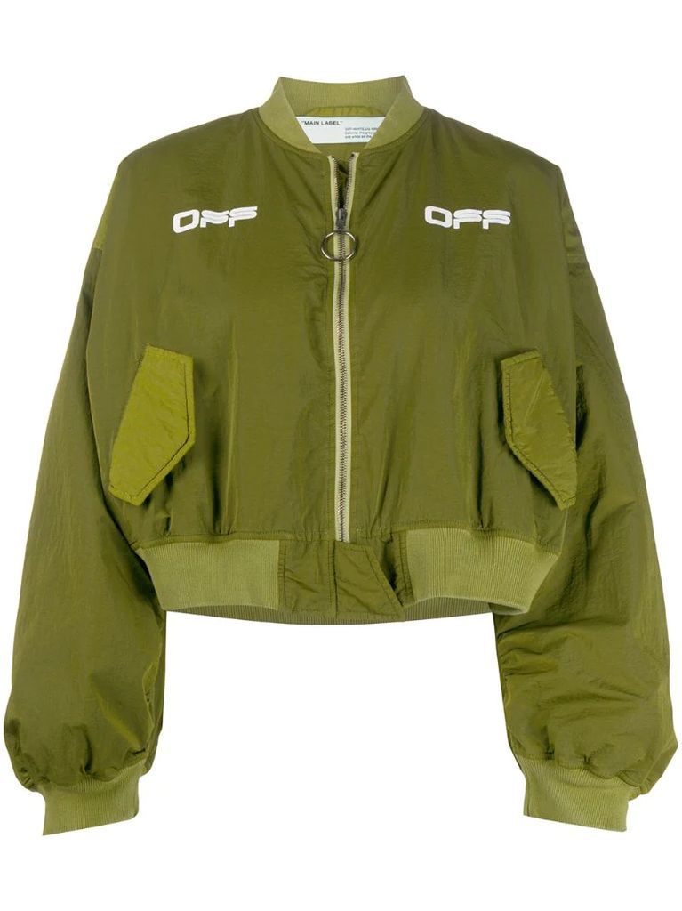 Varsity cropped bomber jacket