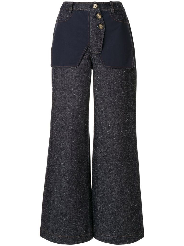 flared inside-out effect trousers