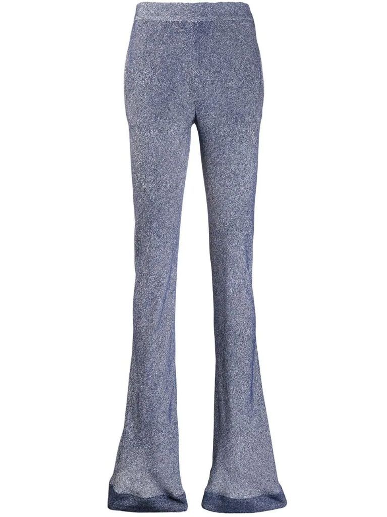patterned flared trousers