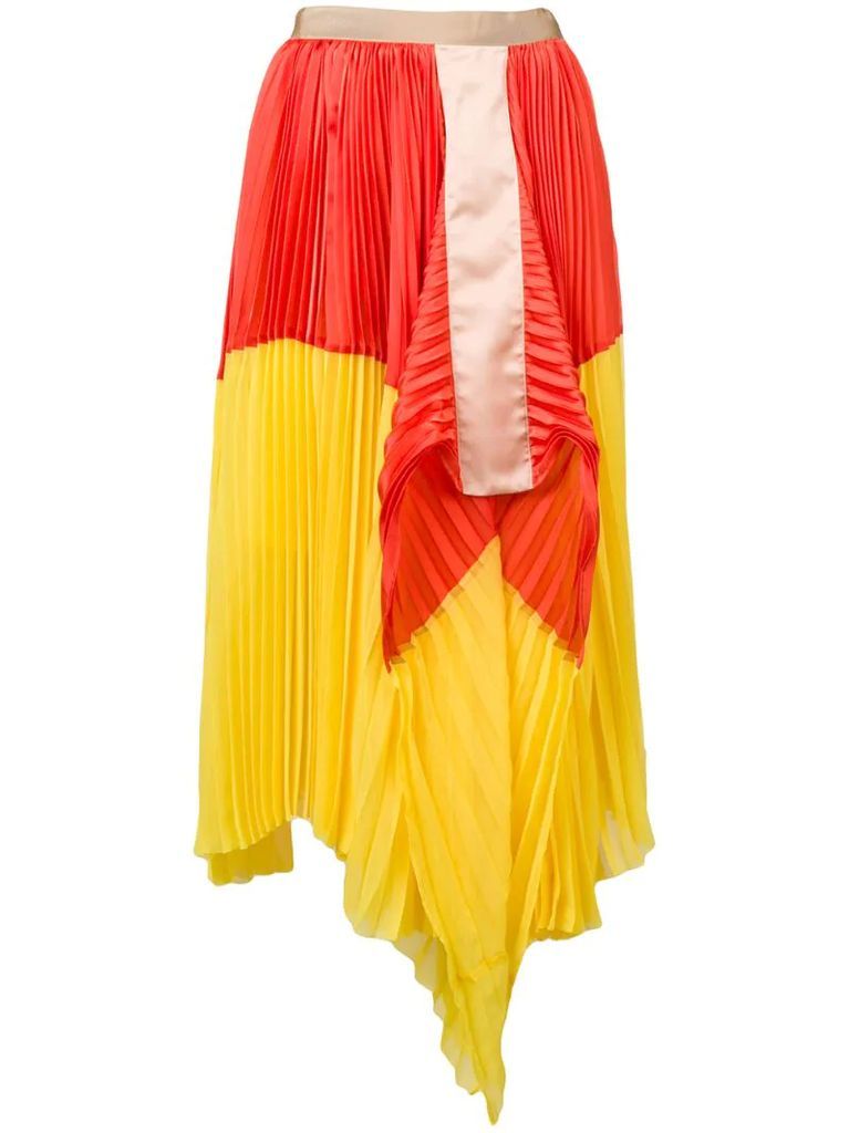 colour block pleated skirt