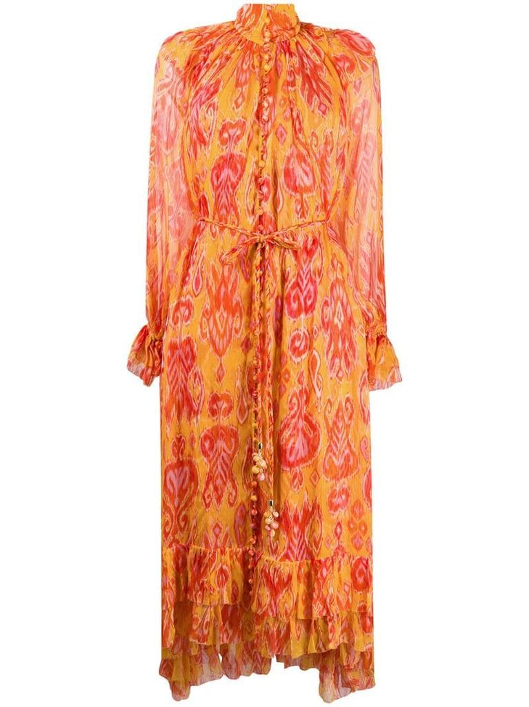 abstract print silk dress