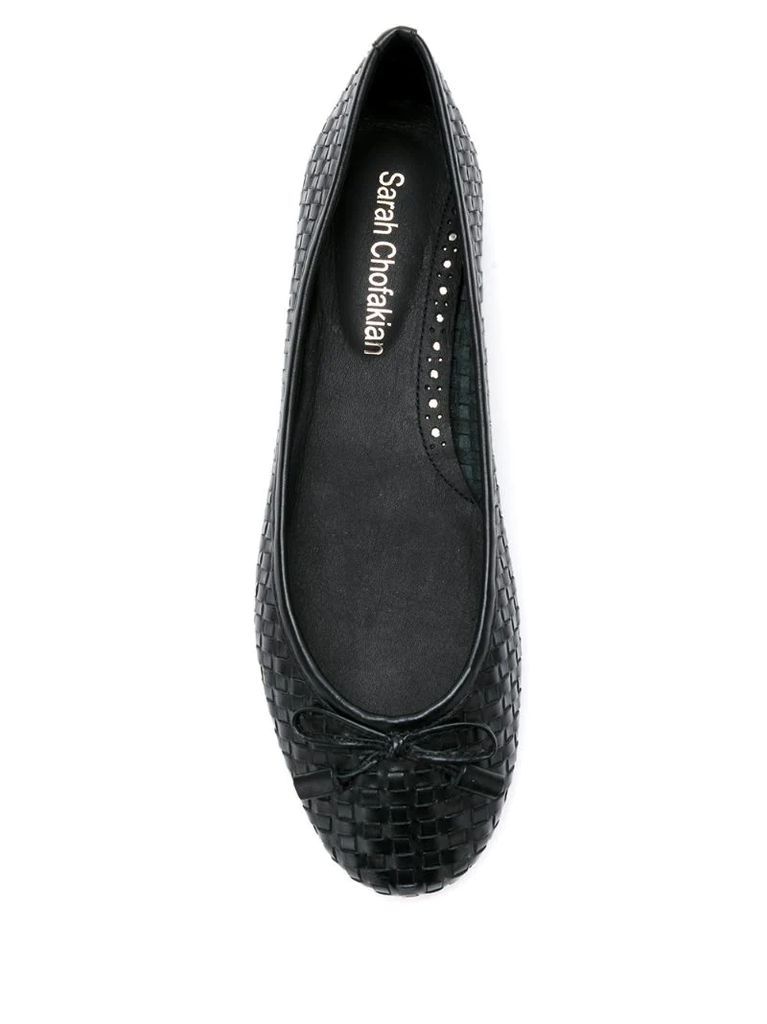 leather woven flats