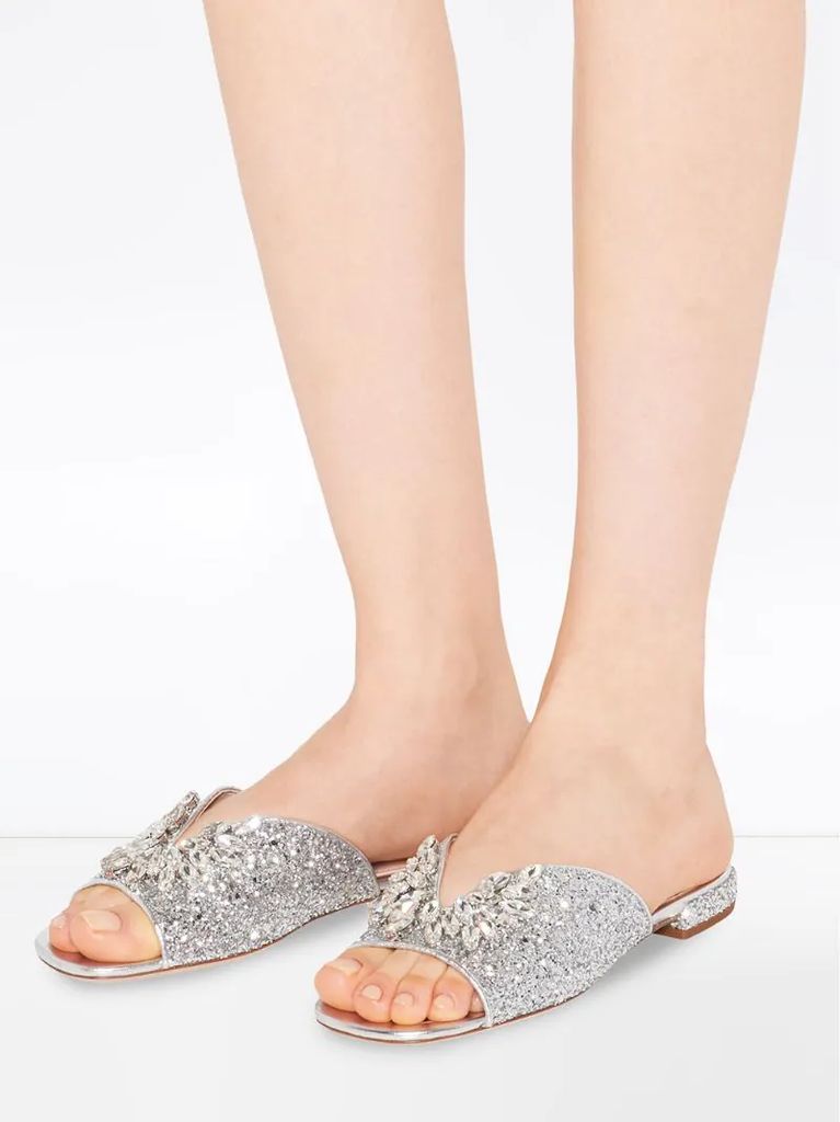 crystal-embellished glitter sandals