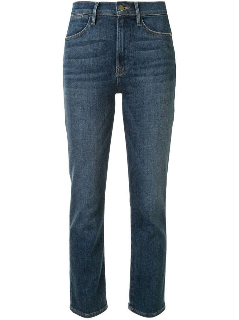 high ankle straight-leg jeans
