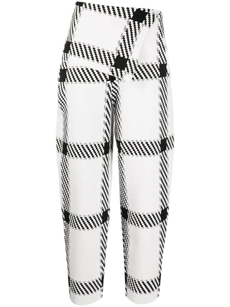 checked high-rise trousers