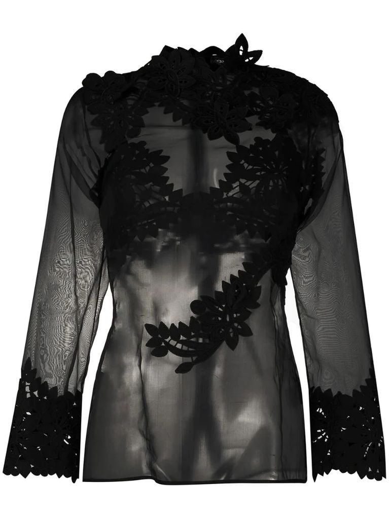 sheer embroidered blouse